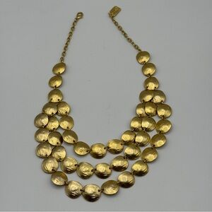 KS Paris Hammered Gold Disc Statement Necklace
